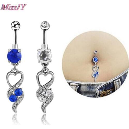Fashion Love Heart Silver Plated Surgical Piercing Sexy Body Jewelry navel piercing belly button rings