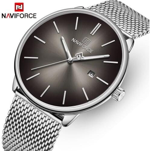 Men Watch NAVIFORCE Top Luxury Brand Stainless Steel Mesh Quartz Watches Men’s Waterproof Big Sport Date Clock Relogio Masculino