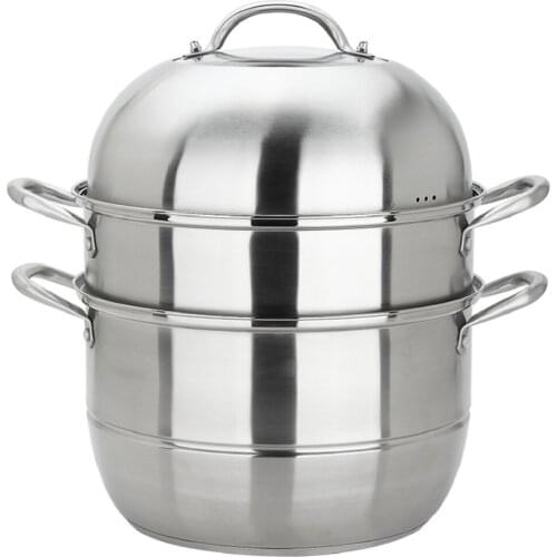 3 Tier 304 Stainless Steel Steamer Pot Set for Gas Stove, Halogen Lamp, Electric Stove, Ceramic Deer, Induction Cooker