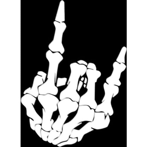 LLY-0640 Fashion Car Stickers Skull Finger Coolest Graphic PVC Auto Accessories Reflective Waterproof Self-adhesive Decals