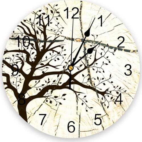 Wood Texture On The Tree Retro Creative Wall Clock For Home Office Decoration Living Room Bedroom Kids Room Hanging Watch
