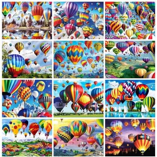OKHOTCN 5D Diy Diamond Painting Hot Air Balloon Landscape Mosaic Art Cross Stitch Scenery Wall Art Diamond Embroidery Home Decor