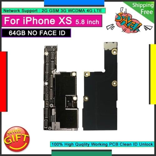 Original Motherboard For IPhone XS 64GB NO Face ID Factory Unlocked Mainboard Free iCloud Logic Board Good Working Plate
