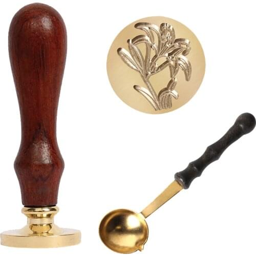 Plant leaves Retro Wax Seal Stamp Replace Copper Head Vintage Envelope Sealing Hobby Spoon with Brass Handle Tools DIY Sealing