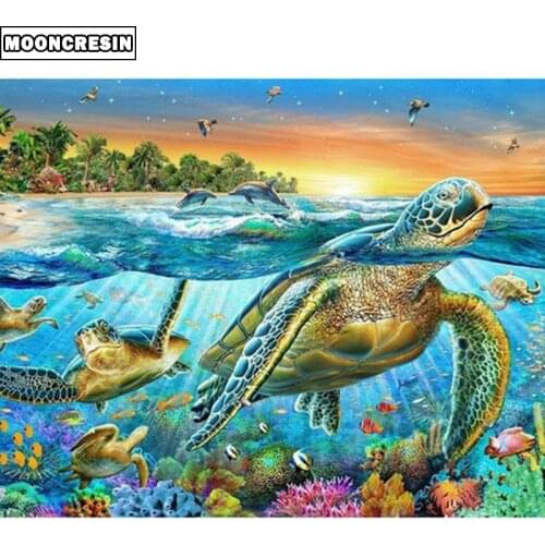 Full Square Drill 5D Diy Diamond Painting Sea Turtle Handmade 3D Diamond Embroidery Set Cross Stitch Mosaic Craft Decor Gift