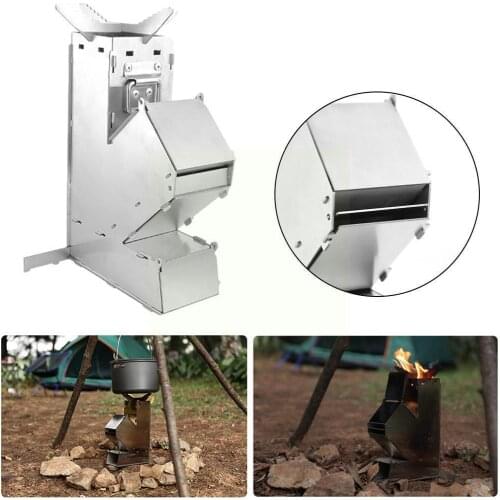 Portable Collapsible Camping Stove Wood Stove Outdoor Stove Tent Rocket Wood Burning Stove Camp Steel Backpacking A3T1