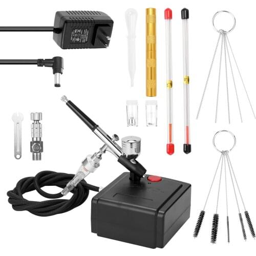 Professional Airbrush Set Spray Gun Kits for Model Making Art Painting with Air Compressor & Power Adapter & Airbrush