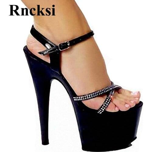 Rncksi Pole Dance New Sexy Straps Spring Wedding Party Dress Sandals 17cm High Heels Clear Platform Night Club Sandals