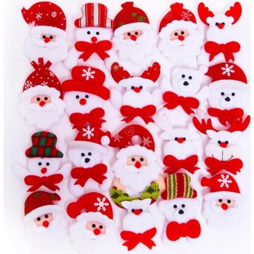 Christmas Gift LED Glowing Santa Snowman Deer Glow Flashing Cartoon Brooch Badge Toy Christmas Luminous Decoration LX8100