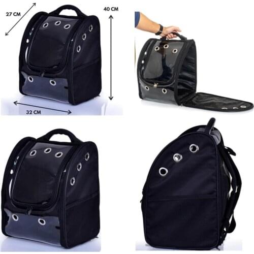 Cat Dog Carrier Backpack Bag Astronot Bag-Black
