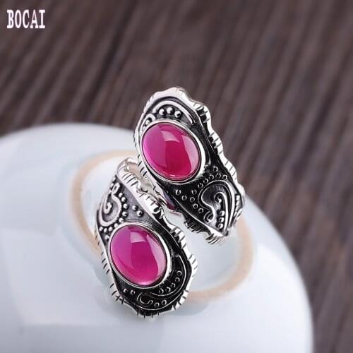 S925 sterling silver jewelry womens adjustable natural stone fashion ring 2019 womens ring silver ring