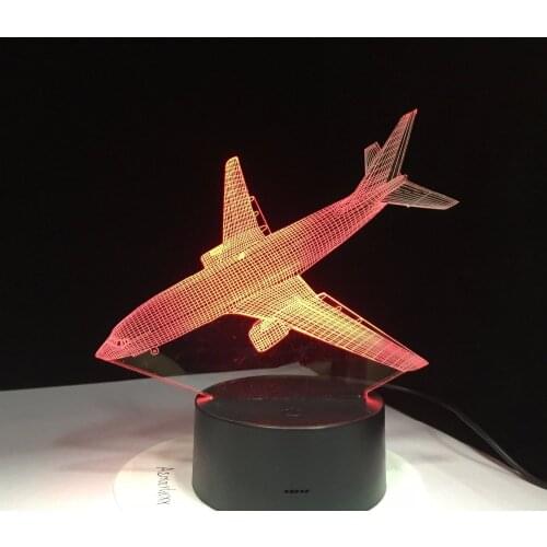 Aircraft Novelty 3D LED Lamp Visual Colorful Light Fixture USB Table Lamp Bedside Sleeping Nightlight Creative Kids Friend Gift