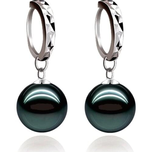 Genuine S925 Sterling silver 10-12mm Tahiti style Natural sea shells pearl Drop Earrings Fashion jewelry For women Free shipping