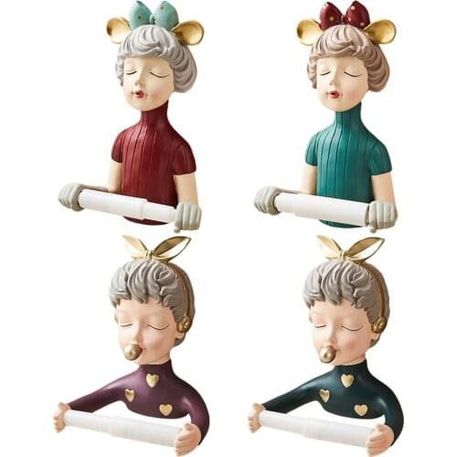 Girl Toilet Paper Roll Holder Wall Mount Rack Storage Rack Durable Ornament