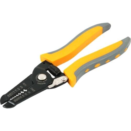 Uxcell AWG 10-22 Gray Yellow Rubber Handle Wire Stripper Cutter Plier Stripper
