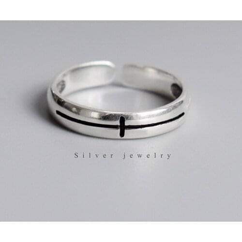 Vintage rings for women,Black streak Cross religious ring,925 silver fine jewelry,Adjustable opening size,party wedding gifts
