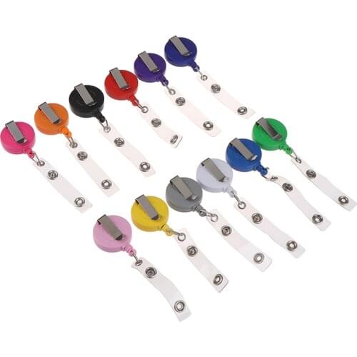 Retractable Pull Badge ID Lanyard Name Tag Card Badge Holder Reels Key Ring Chain Clips School office supply 12 colors
