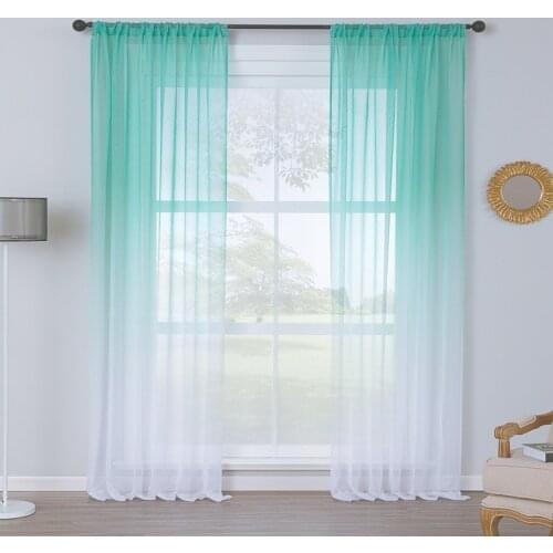 Upscale Gradient Translucent White Tulle Curtains Washable Polyester Bedroom Curtains for Living Room Sheer Voile Curtains SZ013