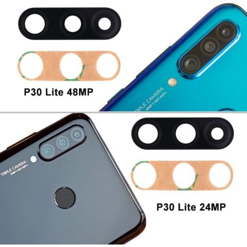 10Pcs/Lot Rear Camera Lens For Huawei P30 Lite Back Camera Glass Lens Replacement With adhesive Sticker Glue 48MP 24MP