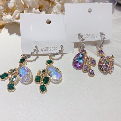 Korean Bowknot Drop Women Earrings 2021 Trend Fashion Colorful Stone Chain Tassel Summer Holiday Brincos Jewelry Gift