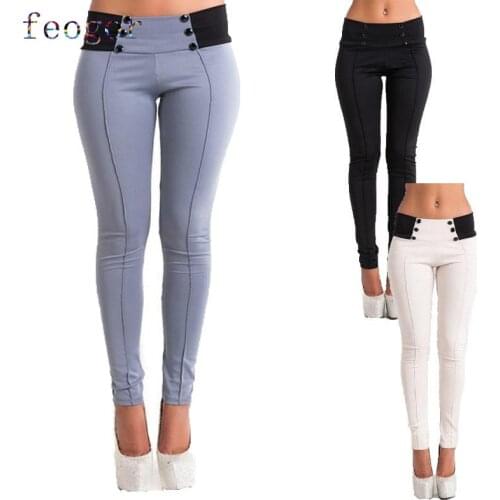 FEOGOR 2021 early autumn womens new waist slim slim cotton three-color pencil pants Sweatpants Sweatpants Womens casual pants