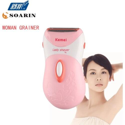 KEMEI Electric Epilator Women Pink Lady Shaver Hair Removal Armpit Electric Shaving Knife Hair Removal Device Depilador Body