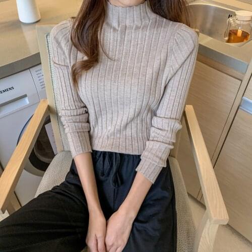 Women Sweater Fashion Full Sleeves Slim Turtleneck Knitted Pullovers Female Causal Tops Sweaters Knitwear Base Sweater