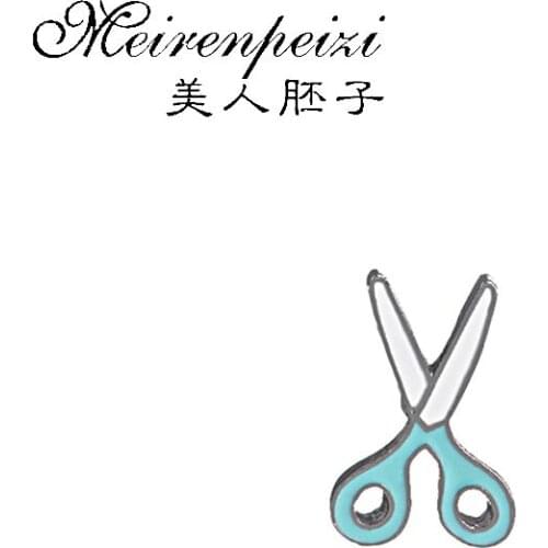 1PC Mini Scissors Brooches Pins Cute Clothes White Blue Enamel Pins Metal Brooch Lapel Pin for Women Backpack Badge