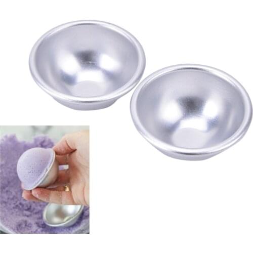 2Pcs DIY Bath Bomb Round Ball Molds Aluminum Bath Sphere Fizzy Silver Color new