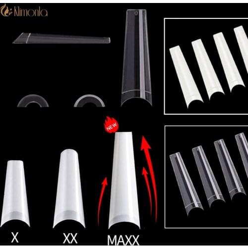 500 Pcs XXL Coffin Tips C Curve Long False Nail Tip Half Cover Acrylic Nails Salon Supply Extension System Nail Art Tool
