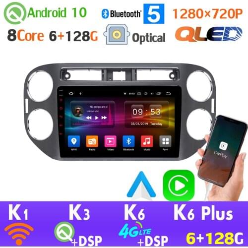 6G+128G Android 10 QLED 1280*720P Car Radio GPS Player AHD 1080P For Volkswagen VW Tiguan HDMI Head Unit CarPlay SPDIF 4G LTE