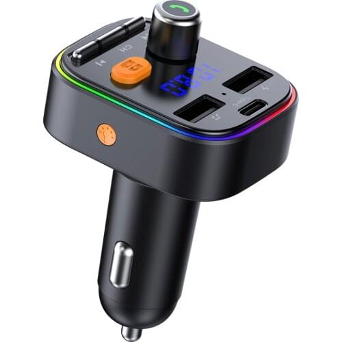 Bluetooth 5.0 Fm Transmitter Car Kit MP3 Modulator Car Charger 5V 2.4A Double USB With Type-C