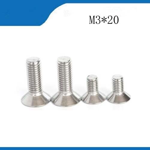 Free shipping 50pcs DIN7991 M3 x 20 A2 Stainless Steel Screw Hexagon Hex Socket Countersunk Head Cap Screwsstainless nails,bolts