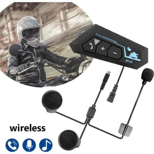 BT22 Motorcycle Helmet Intercom Headset HIFI BT 5.0+EDR Waterproof Wireless Interphone support iOS Siri Android Voice Control