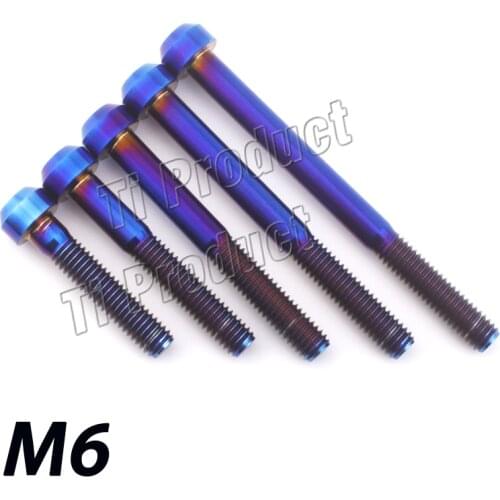 1Pcs Titanium Bolt M6 x 10 15 20 25 30 40 50 60 70 80 90mm Burning Blue Color Inner Torx Head Screw for Bicycle Motorcycle Refit
