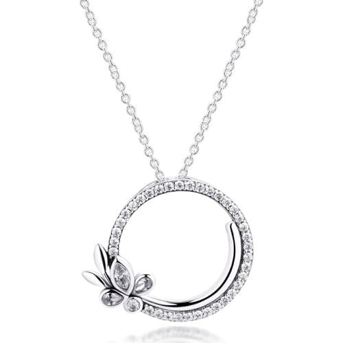 CKK Authentic 925 Sterling Silver Clear CZ Natural Beauty Flower Necklaces for Women Original Jewelry Collier Bijoux Femme 2021