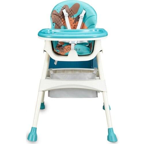 Childrens Dining Table And Chairs Multifunctional Foldable Portable Baby Eating Chair High Foot Feeding Chair One Click Folding