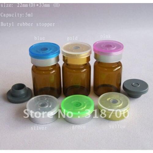 5ml amber glass vial with butyl rubber stopper & flip cap, 2ml,3ml till 30ml is available