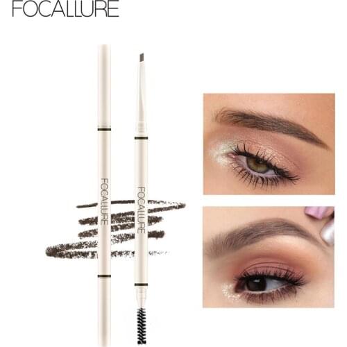 FOCALLURE Sketch Eyebrow Pencil Waterproof Natural Long Lasting Ultra Fine Eye Brow Tint Cosmetics Brown Color Brows Make Up