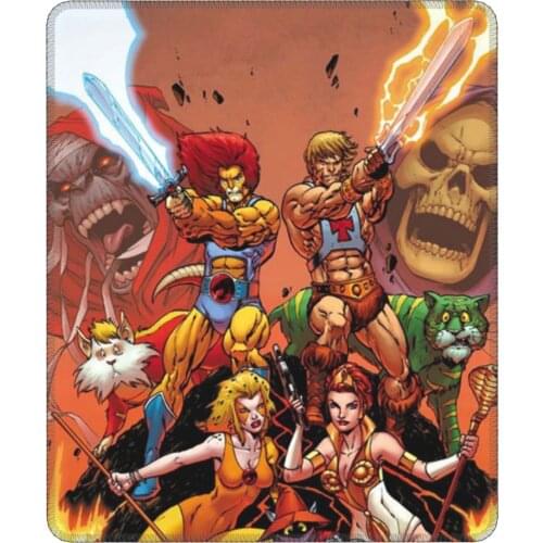 Thundercats Vs HiMan Mouse Pad Panthro Cheetara Tygra Cartoon with Locking Edge Desk Mat Pads Rubber Computer Keyboard Desk Pad
