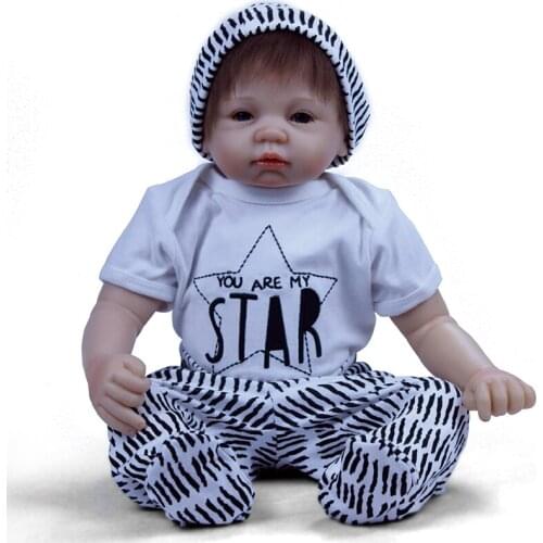 Soft Cotton Body Reborn Baby Doll Realistic Silicone Alive Baby Doll with Small Lion Doll Bottle Magnetic Pacifier Children Gift