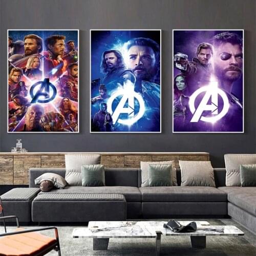 Marvel Avengers Superhero Canvas Painting Movie Spider-Man Captain America Posters and Prints Wall Art Pictures for Home Decor