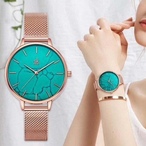 Fashion Women Quartz Watch 2021 Luxury Marbling Dial Womens Bracelet Watches Simple Steel Band Women Analog Sports Wristwatches
