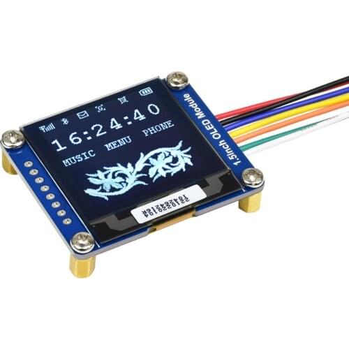 1.5inch OLED Display Module SSD1327 128x128 16-bit grey level SPI/I2C interface with examples for Raspberry Pi/STM32