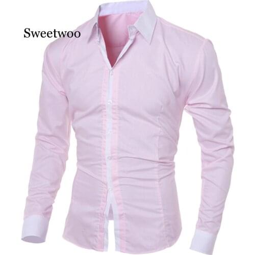 SWEETWOO Fashion Personality Mens Casual Slim Long-sleeved Shirt Top Blouse Men Shirt Long Sleeve Shirt Men Casual