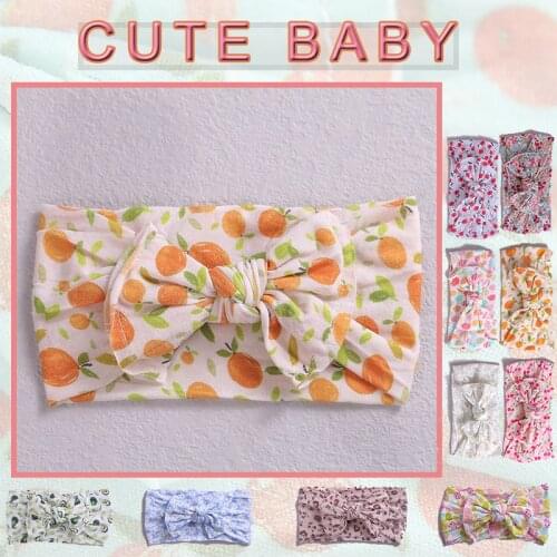 Soft Elastic Printed Bow Baby Headband for Girls Turban Nylon Colorful Headwrap for Kids Headwear Baby Hair Accessories