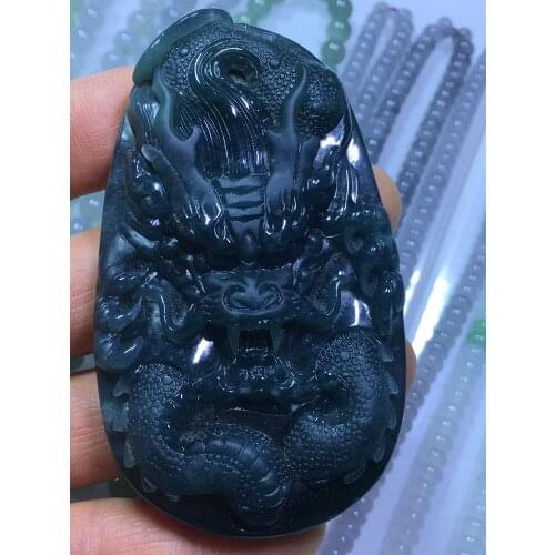 Natural 7A Myanmar jade Hand-Carved jade dragon green blue jade pendant jade necklace men women pendants jade jewelry