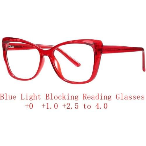 2020 New Brand Designer Anti Blue Cat Reading Glasses Women High Quality Tr90 Blue Light Blocking Presbyopia Computer Glasses NX