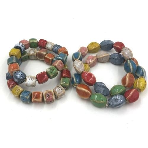 New handmade Ethnic vintage friendship bracelets colorful cube ceramic beaded Bracelets for women