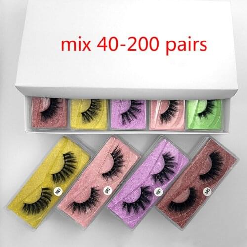 Wholesale 10 styles 3d Mink Hair Lashes Color Base Natural Faux Mink False Eyelashes Mix Styles Makeup accessories in Bulk